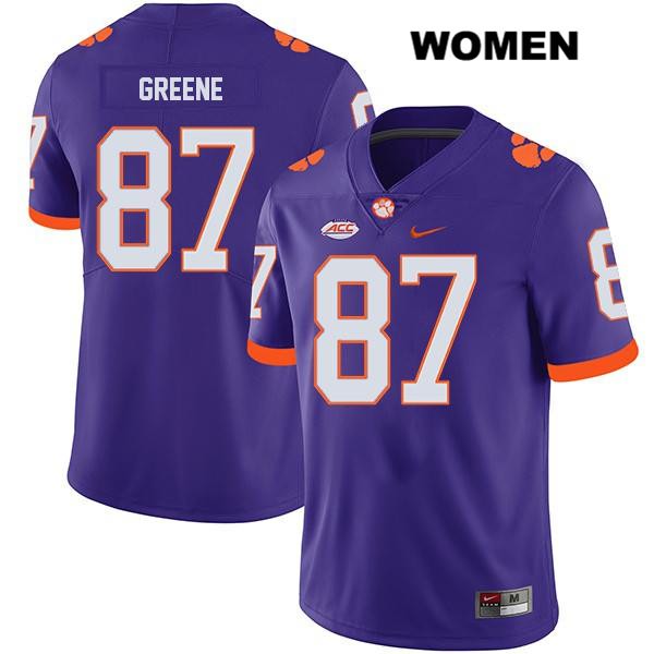 Women's Clemson Tigers #87 Hamp Greene Stitched Purple Legend Authentic Nike NCAA College Football Jersey AFD6046XS